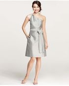 Ann Taylor Silk Dupioni One Shoulder Dress - Lyst