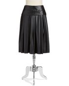 DKNY Faux Leather Midi Skirt - Lyst