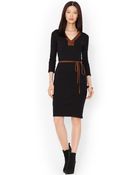 Lauren by Ralph Lauren Petite Fauxsuedetrim Belted Dress - Lyst