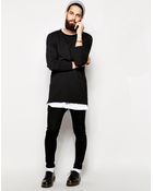 Asos Longline Sweater With Zips - Lyst
