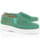 Robert Clergerie Teal Raffia Pelizo Slip-On Shoes - Lyst