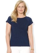 Lauren by Ralph Lauren Plus Eyelet Cotton Top - Lyst
