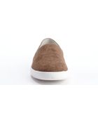 Giorgio Armani Brown Croc Embossed Suede Slip-On Sneakers - Lyst