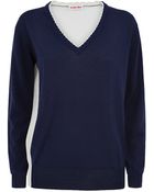 See By Chloé Petal Trim Two Tone Sweater - Lyst