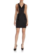 Sachin & Babi V-Neck Leather Combo Dress - Lyst