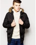 Brave Soul Parka Jacket Faux Fur Hood - Lyst