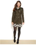 Vince Camuto Faux-Leather-Trim Double-Breasted Military Coat - Lyst
