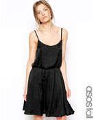 Asos Tall Skater Dress In Textured Satin - Lyst