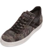 Hogan Rebel Camouflage Printed Suede Sneakers - Lyst