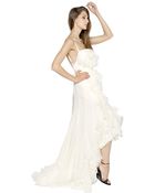 Nina Ricci Lace And Organza Ruffled Long Dress - Lyst