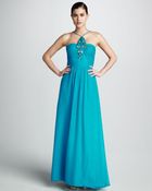 Aidan By Aidan Mattox Beaded Halter-Neck Gown - Lyst