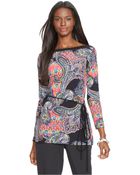 Lauren by Ralph Lauren Three-Quarter-Sleeve Paisley-Print Tunic - Lyst