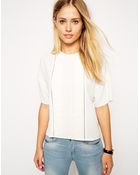 Asos Pintuck And Lace Insert Pretty T Shirt - Lyst