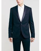 Topman Navy Jaquard Skinny Tux Blazer - Lyst