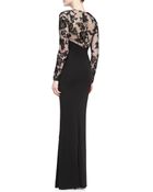 David Meister Long-Sleeve Illusion Lace Gown - Lyst