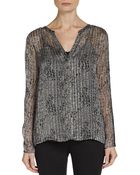 Ella Moss Printed Silk Henley Top - Lyst