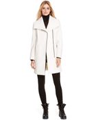 DKNY Ivory Asymmetric Zip Coat - Lyst
