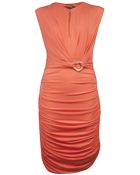 Halston Heritage Ruched Sleeveless Dress in Flame - Lyst