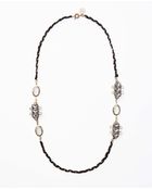 Ann Taylor Crystal Braided Long Ribbon Necklace - Lyst
