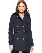 Michael Kors Michael Petite Double-Breasted Belted Trench Coat - Lyst