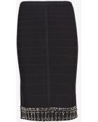 Hervé Léger Bejeweled Hem Bandage Skirt: Black - Lyst