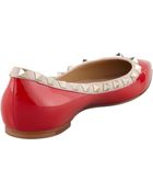 Valentino Rockstud Patent Ballerina Flat - Lyst