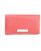 ChloƩ Red Leather Logo Plaque Foldover Wallet - Lyst