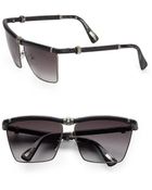Lanvin Snake-Embossed Leather-Trim Square Sunglasses/Black - Lyst