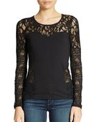 Free People Lace Trimmed Stretch Top - Lyst