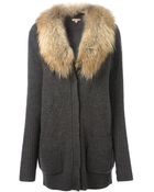P.a.r.o.s.h. Removable Fur Collar Cardi-Coat - Lyst