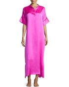 Josie Natori Beaded-trim Charmeuse Caftan - Lyst