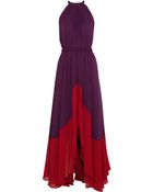 Saloni Iris Pleated Chiffon Maxi Dress - Lyst