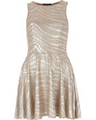 River Island Silver Metallic Skater Dress - Lyst