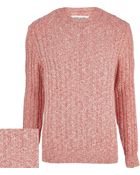 River Island Red Twist Cable Knit Crew Neck Jumper - Lyst