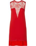 Mason by Michelle Mason Leather And Lace-Trimmed Silk Dress - Lyst