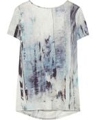 Helmut Lang Draped-Back Printed Jersey Top - Lyst