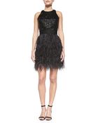 Milly Blair Sleeveless Sequined Feather Dress - Lyst
