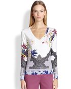 Etro Floral Silk Sweater - Lyst