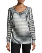 Philosophy Striped Sheer-Knit Dolman Top - Lyst