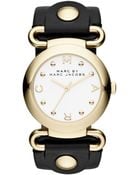 Marc By Marc Jacobs Women'S Molly Black Leather Strap Watch 36Mm Mbm1304 - Lyst