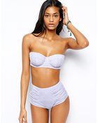 Asos Fuller Bust Exclusive Seersucker Longline Bikini Top Dd-F - Lyst