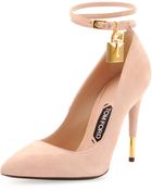 Tom Ford Suede Ankle-Lock Pump - Lyst