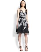 Teri Jon Embroidered Tulle Dress - Lyst