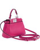 Fendi Micro Peekaboo Leather Satchel - Lyst