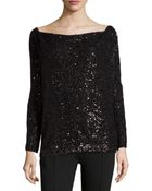 Donna Karan New York Long-Sleeve Sequined Top - Lyst