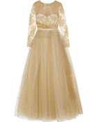Notte By Marchesa Metallic Lace And Tulle Gown - Lyst