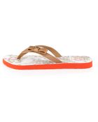 Tory Burch Carlton Logo Bow Flat Flipflop Clay Beige - Lyst