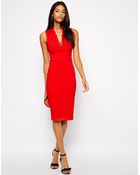 Asos Sexy Pencil Dress With Deep V Neck - Lyst