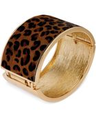 Steve Madden Goldtone Leopard Hinged Bangle Bracelet - Lyst