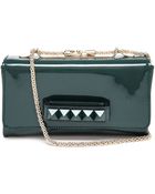 Valentino Rockstud Patent Leather Clutch - Lyst